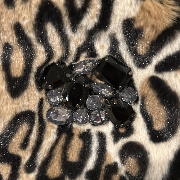 RSVP Asymetrical Faux Fur Leopard Print Cape Caplette Shrug Retro One Size - Picture 5 of 7